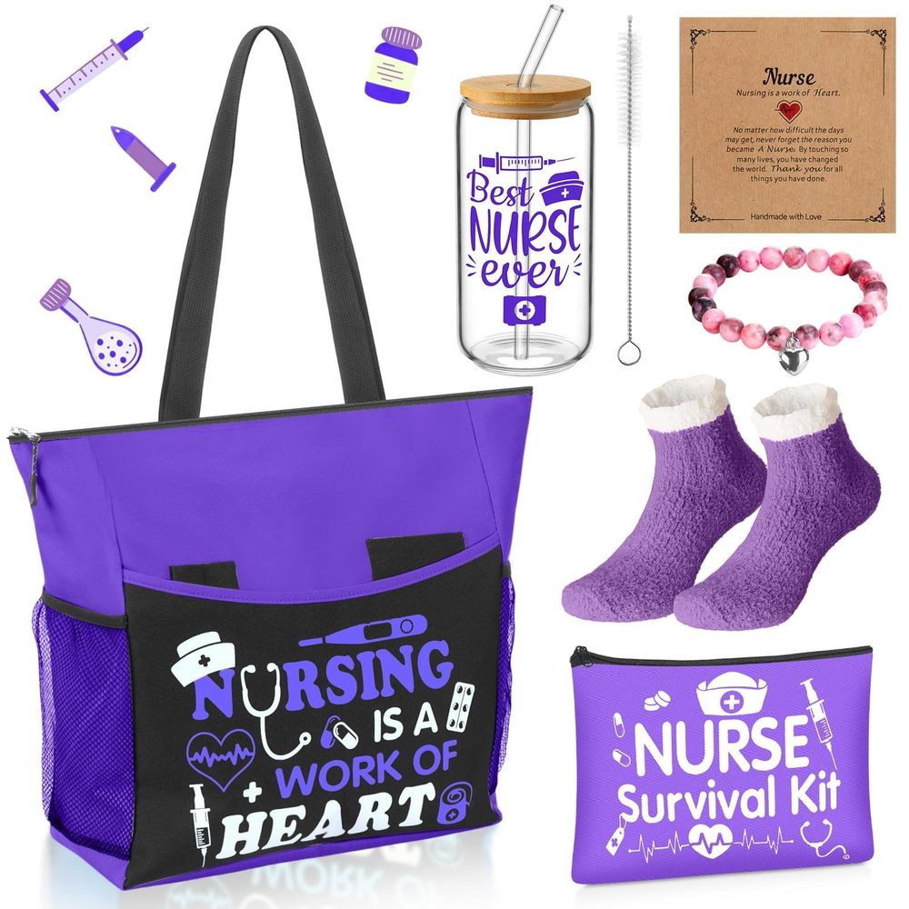 5 Pcs Nurse Gifts Include Ziered Tote Bag Survival Kit Bag 16 Oz <3